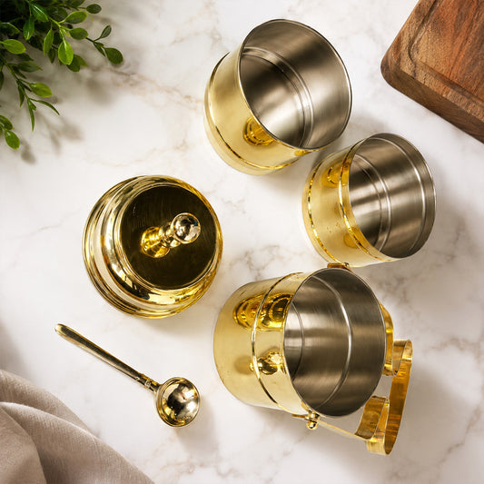 Brass Tiffin Box Lunch Container Three Tier Handmade