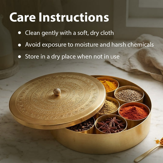 Kitchen Masala / Spice Box in 100% Pure Brass