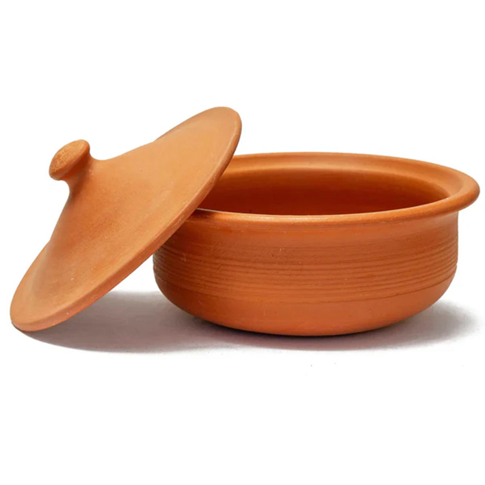 Red Clay Pot 1.5 Liters Earthen Pot Traditional Indian Cooking 10R