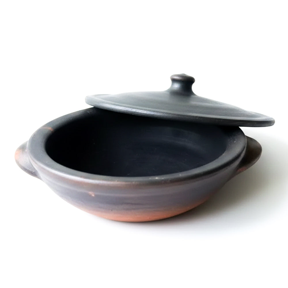 Black Clay Pot 1 Liters Earthen Pot Traditional Indian Cooking 37B