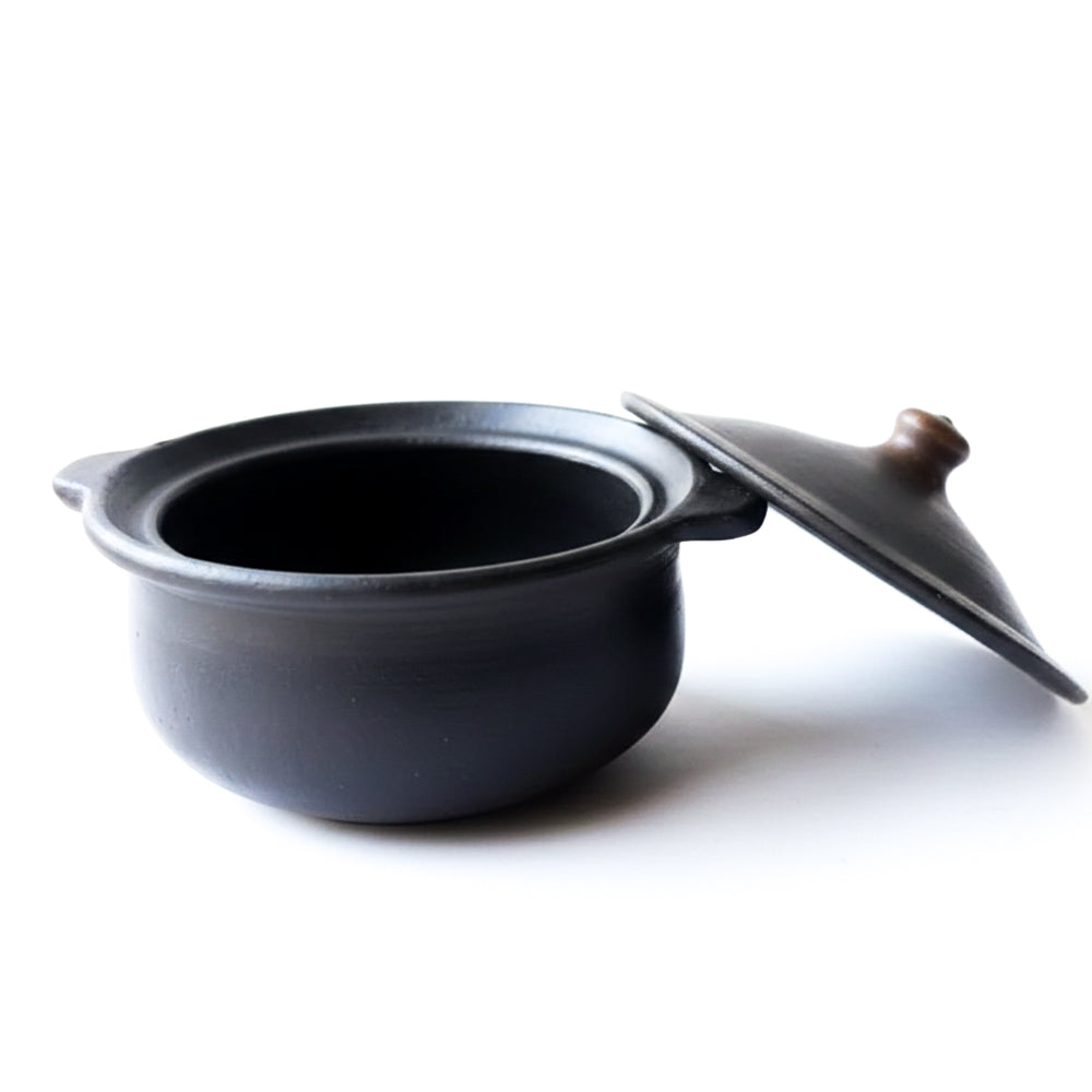 Black Clay Pot 1 Liter Earthen Pot Traditional Indian Cooking 48B