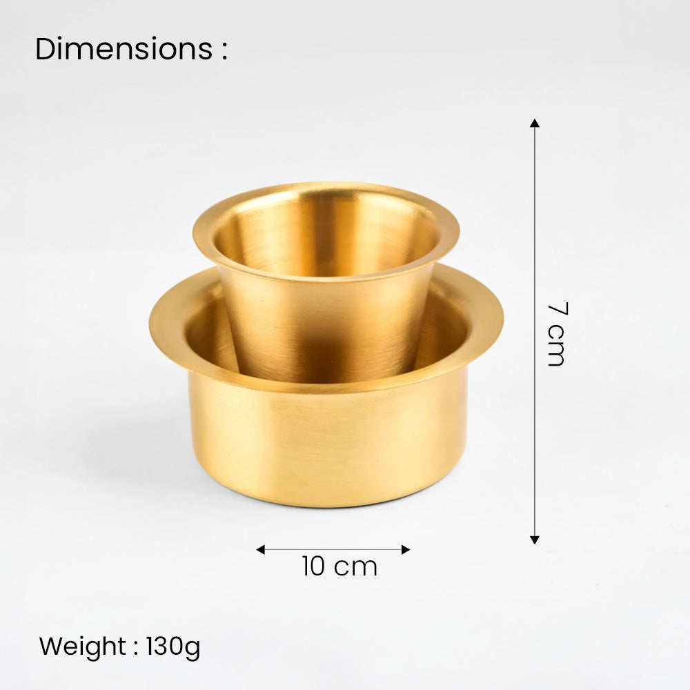Pure Brass Filter Coffee Tumbler Davara Set (Set of 2) – Traditional South Indian Coffee Cups