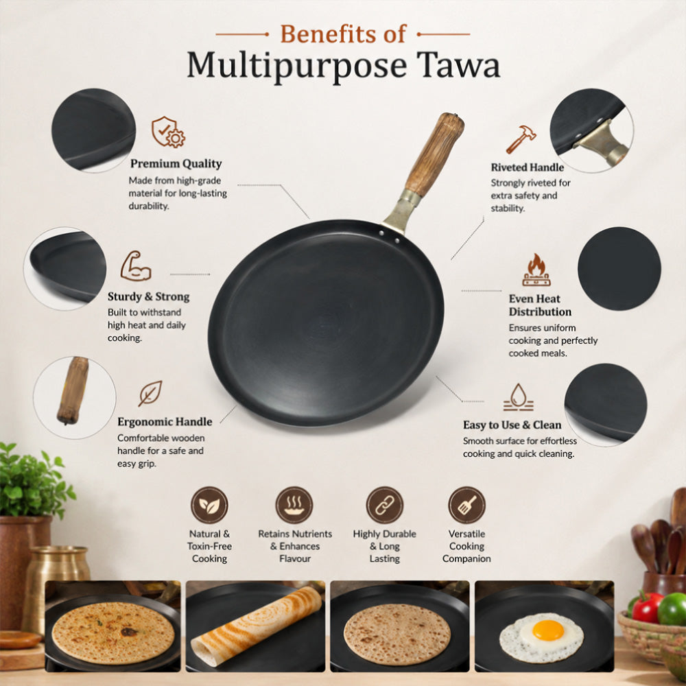 Pure Sheet Iron Multipurpose Tawa – 10 Inch