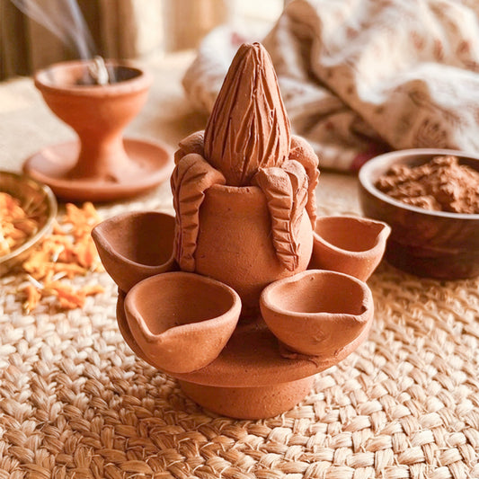 Handcrafted Pancha Mukhi Diya with Kalasha