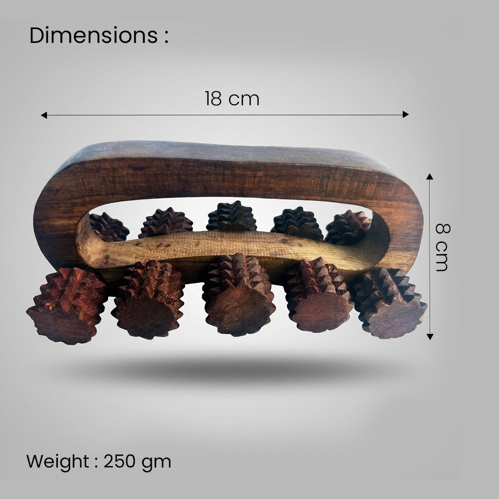 Wooden 10-Wheel Hand Massager