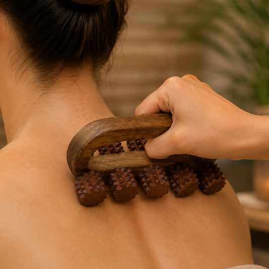 Wooden 10-Wheel Hand Massager