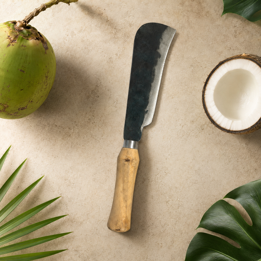 Multi-purpose high-carbon iron coconut cutting knife with wooden handle