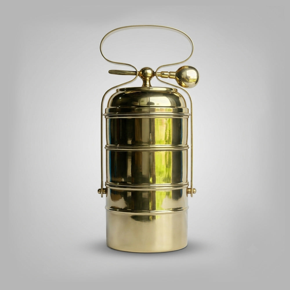 Brass Tiffin Box Lunch Container Three Tier Handmade