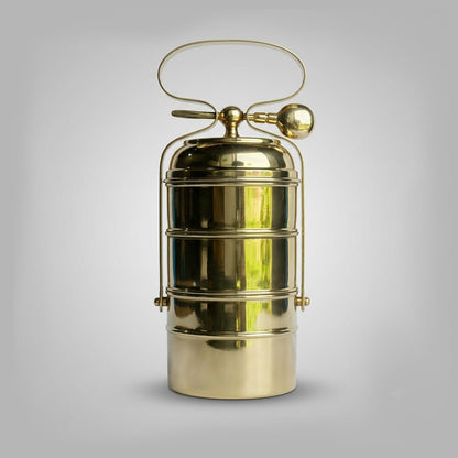 Brass Tiffin Box Lunch Container Three Tier Handmade