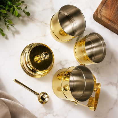 Brass Tiffin Box Lunch Container Three Tier Handmade