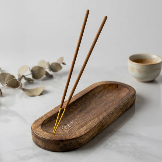 Natural Wood Incense Holder & Ash Catcher