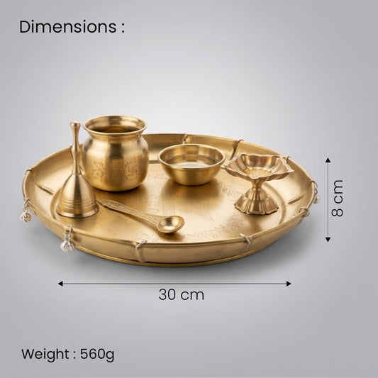 Brass Puja Thali Set – Premium Religious Spiritual Item for Home Temple & Festive Rituals