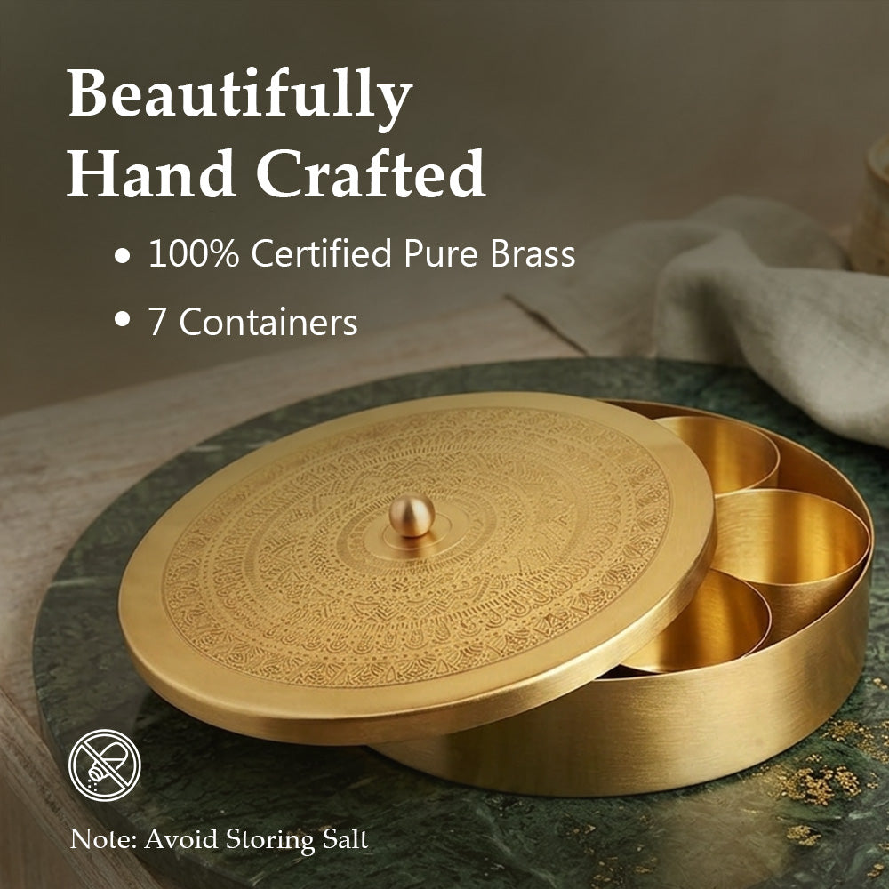 Kitchen Masala / Spice Box in 100% Pure Brass
