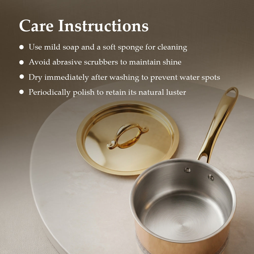 Pure Brass Sauce Pan with Lid & Handle (Tin Lining Inside)