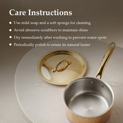 Pure Brass Sauce Pan with Lid & Handle (Tin Lining Inside)
