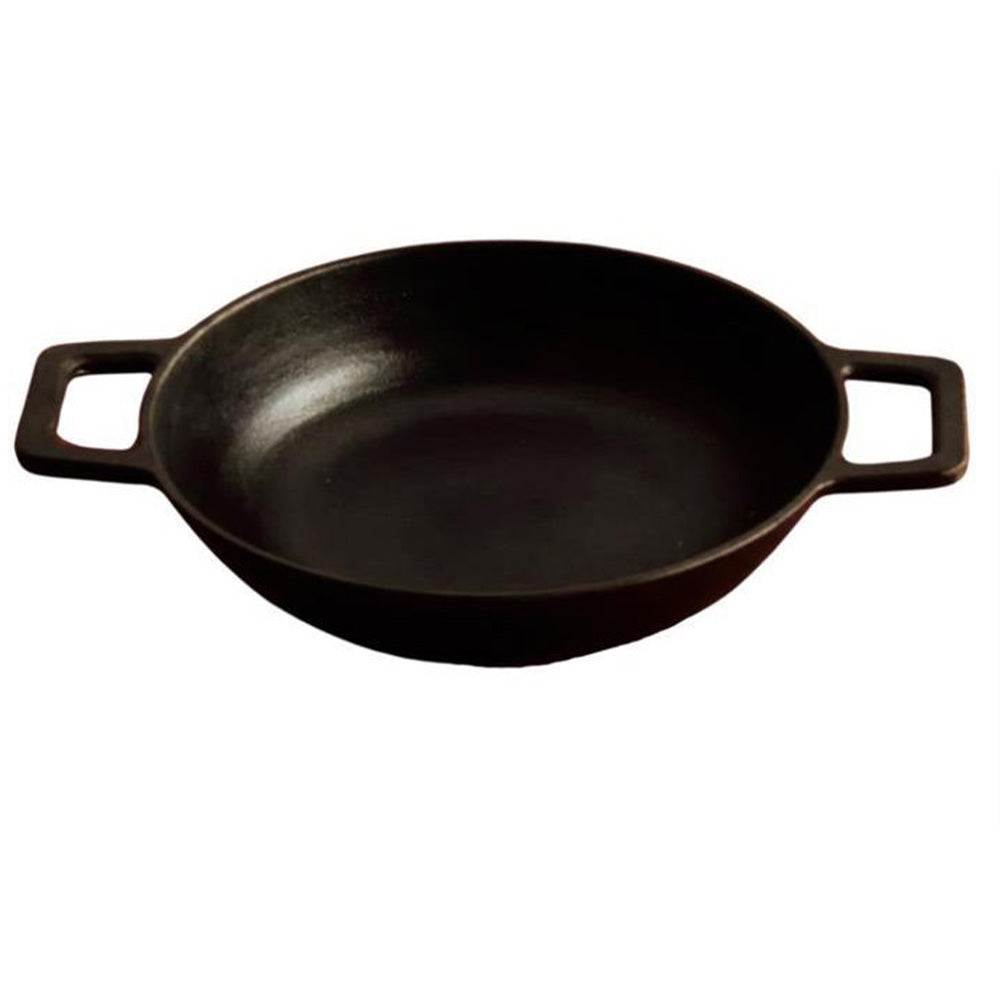Pre Seasoned Cast Iron Flat Bottom Kadai – 1 Liter