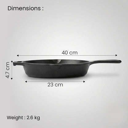 Pre-Seasoned Cast Iron Skillet Single Handle 9 Inch