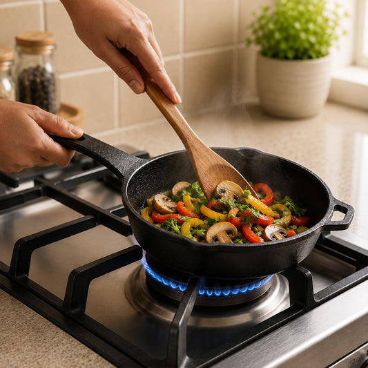 Pre-Seasoned Cast Iron Skillet Single Handle 9 Inch