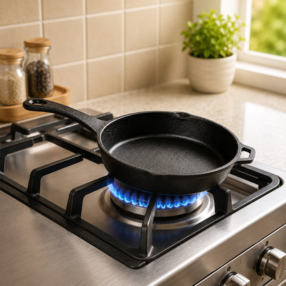 Pre-Seasoned Cast Iron Skillet Single Handle 9 Inch