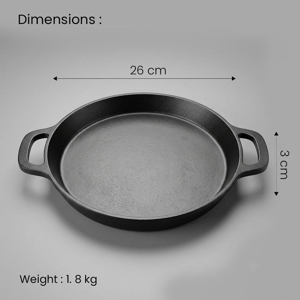 Pre-Seasoned Cast Iron Neer Dosa Pan 10 Inch