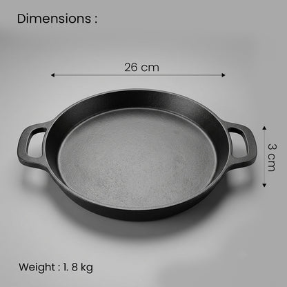 Pre-Seasoned Cast Iron Neer Dosa Pan 10 Inch