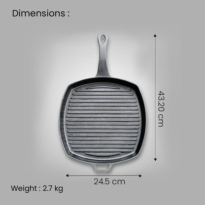 Cast Iron Grill Pan with Handle – 10Inch