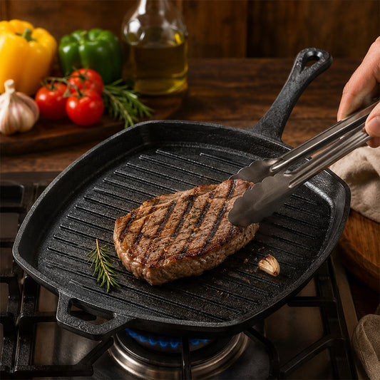 Cast Iron Grill Pan with Handle – 10Inch