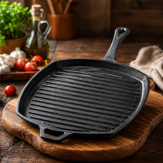 Cast Iron Grill Pan with Handle – 10Inch