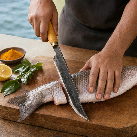 Big Hand-Forged Chef Knife for Meat and Fish Cutting