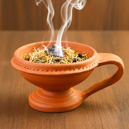 Handmade Natural Clay Dhoop Loban Dani Burner (Without Lid)