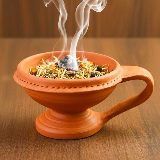 Handmade Natural Clay Dhoop Loban Dani Burner (Without Lid)
