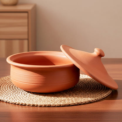 Red Clay Pot 1.5 Liters Earthen Pot Traditional Indian Cooking 10R