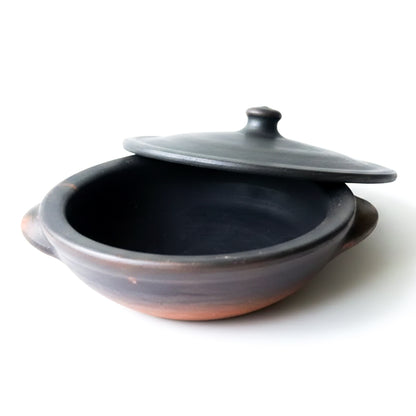 Black Clay Pot 1 Liters Earthen Pot Traditional Indian Cooking 37B