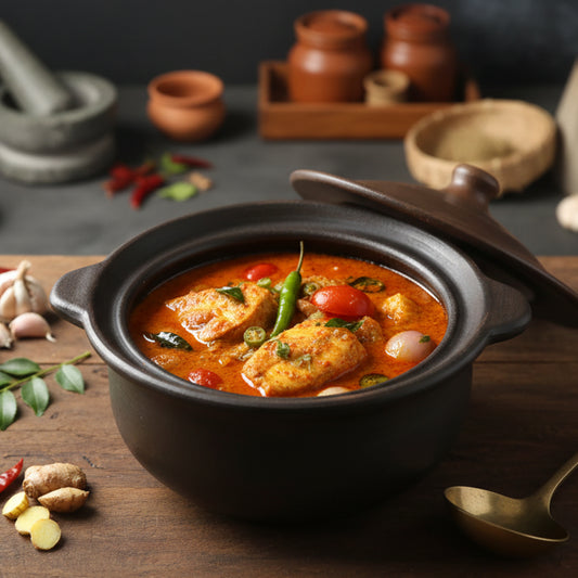 Black Clay Pot 1 Liter Earthen Pot Traditional Indian Cooking 48B