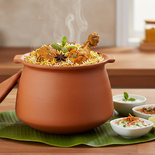 Red Clay Pot 2.5 Liters Earthen Pot Traditional Indian Cooking 51R