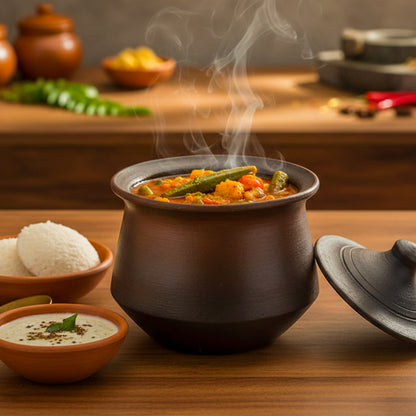 Black Clay Handi 250ml / Earthen Pot Traditional Indian Cooking 46B