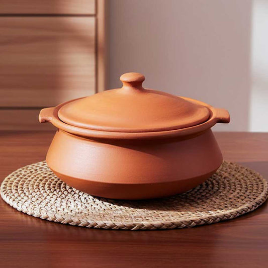 Red Clay Pot 2 Liters Earthen Pot Traditional Indian Cooking 08R
