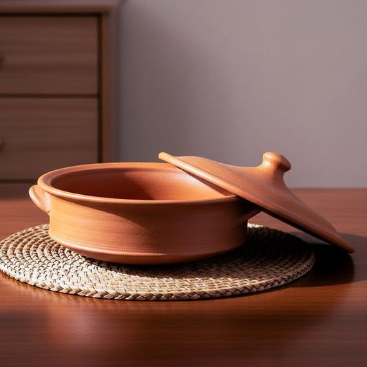 Red Clay Pot 2 Liters Earthen Pot Traditional Indian Cooking 19R