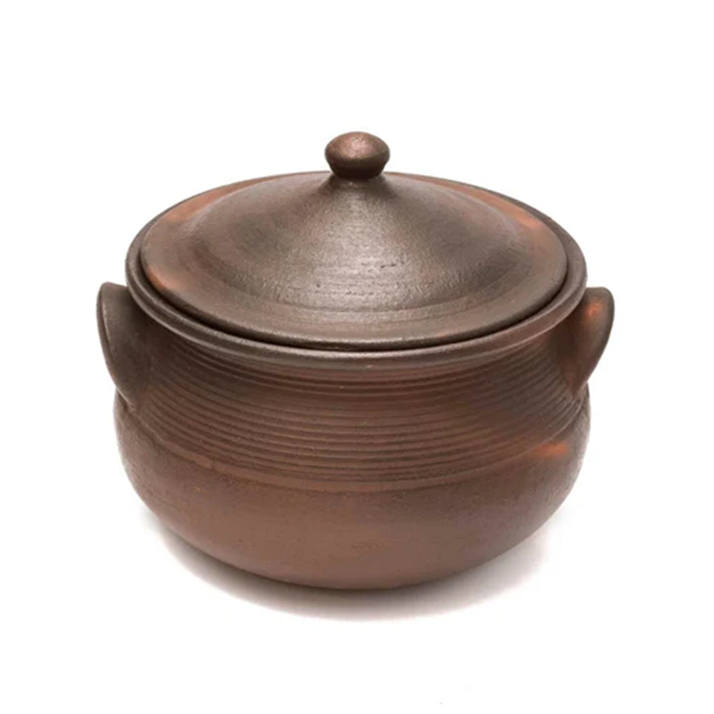Black Clay Handi 3 Liters / Earthen Pot Traditional Indian Cooking 30B