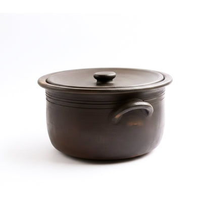 Black Clay Pot 4 Liters Earthen Pot Traditional Indian Cooking 33B