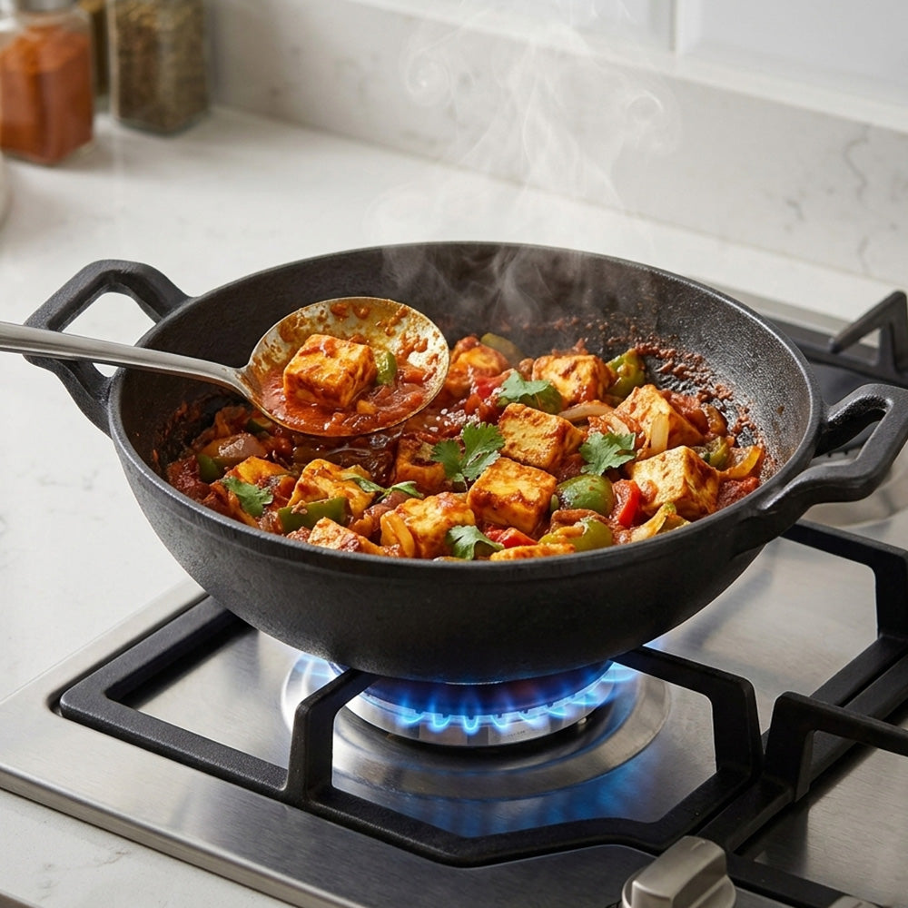 Pre-Seasoned Cast Iron Wok / Deep Kadai