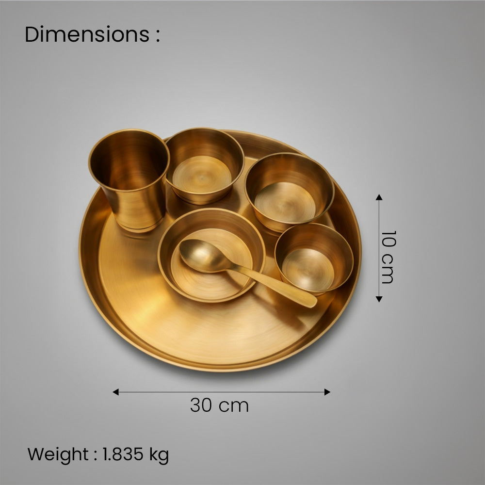 Premium Pure Brass Thali Set of 7 – Heavy Duty Ethnic Dining Collection