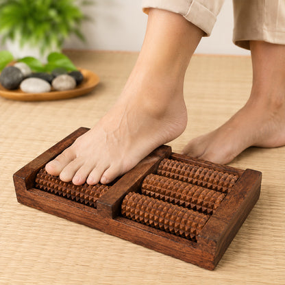 Wooden Foot Massager – 6 Roller Acupressure Foot Roller