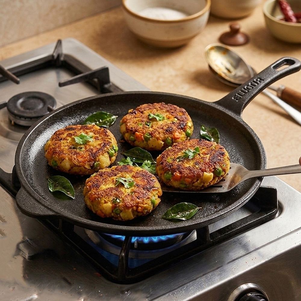 Pre-Seasoned Cast Iron Tawa cum Shallow Pan (10 Inch)