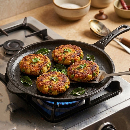 Pre-Seasoned Cast Iron Tawa cum Shallow Pan (10 Inch)