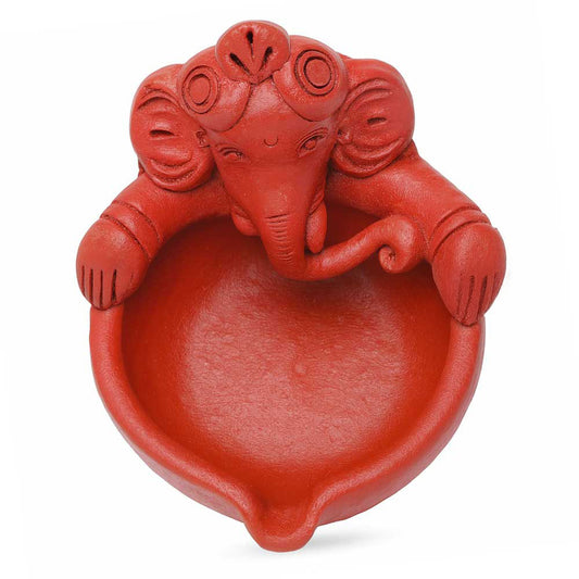 Clay Lord Ganesha Diya / Deepa – Handmade Terracotta Oil Lamp