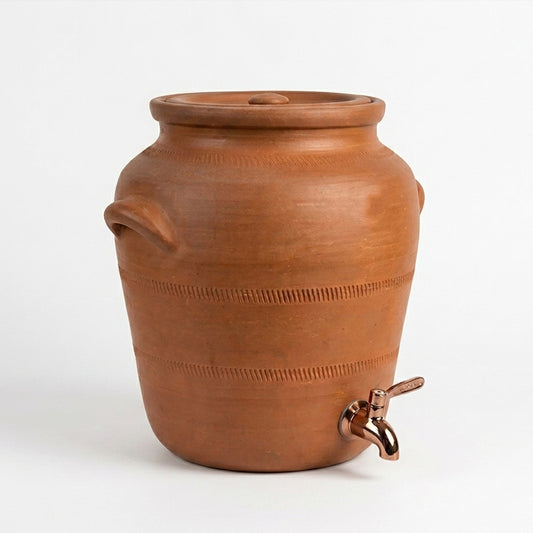 Handmade Clay Water Pot  with Brass Tap– 6 Litre