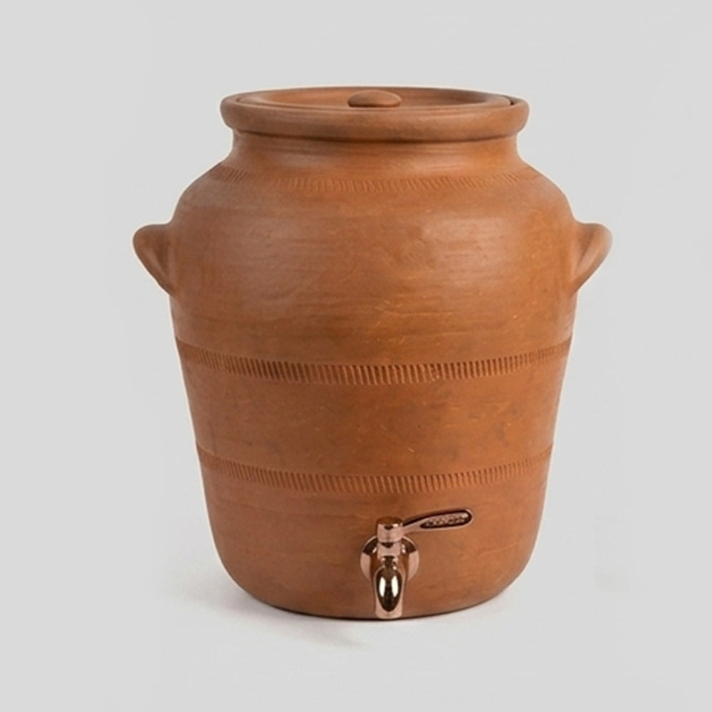 Handmade Clay Water Pot  with Brass Tap– 6 Litre