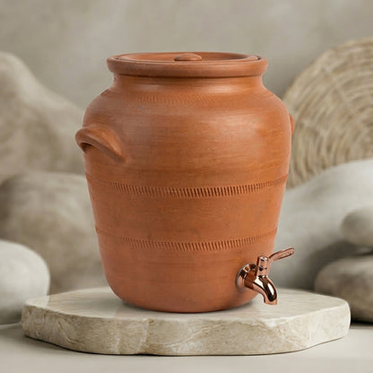 Handmade Clay Water Pot  with Brass Tap– 6 Litre