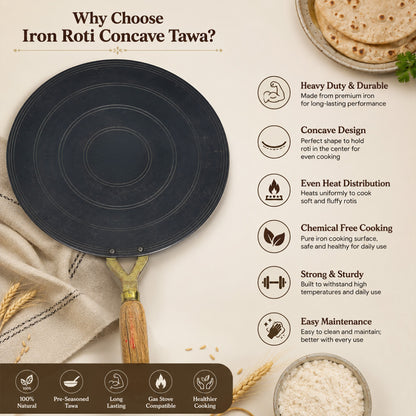 Pure Sheet Iron Concave Tawa – 11 Inch